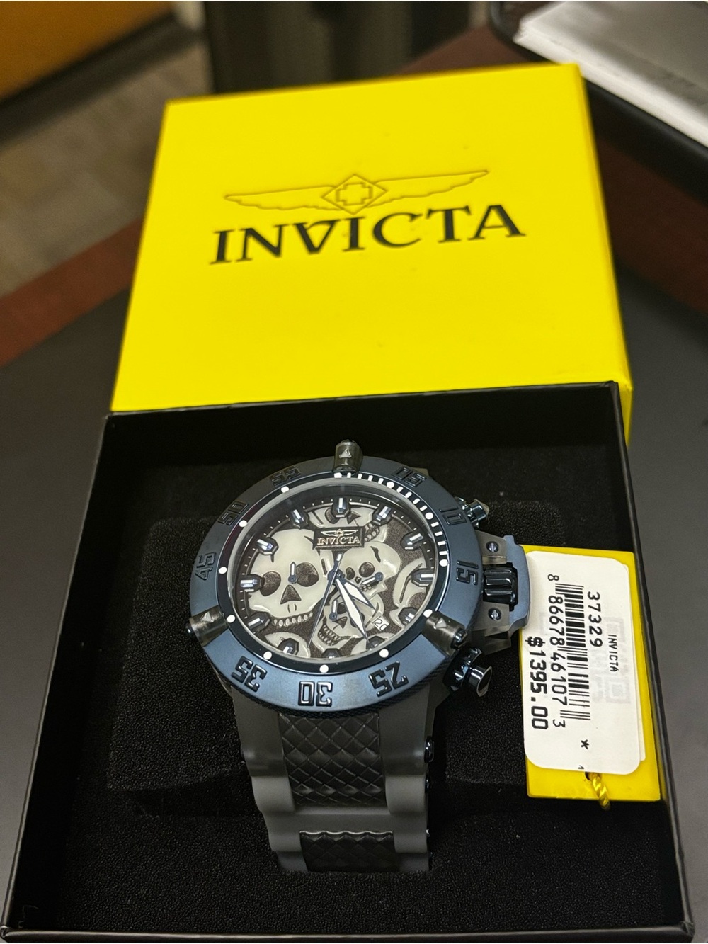 INVICTA Subaqua Chronograph Quartz Black Dial Skull Men's Watch 37329 New - Picture 5 of 11